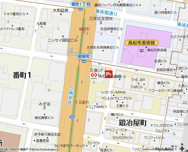 高松中央支店付近の地図